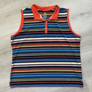 Ruby Rd Favorites Sleeveless Button Up Multicolor Polo XLarge